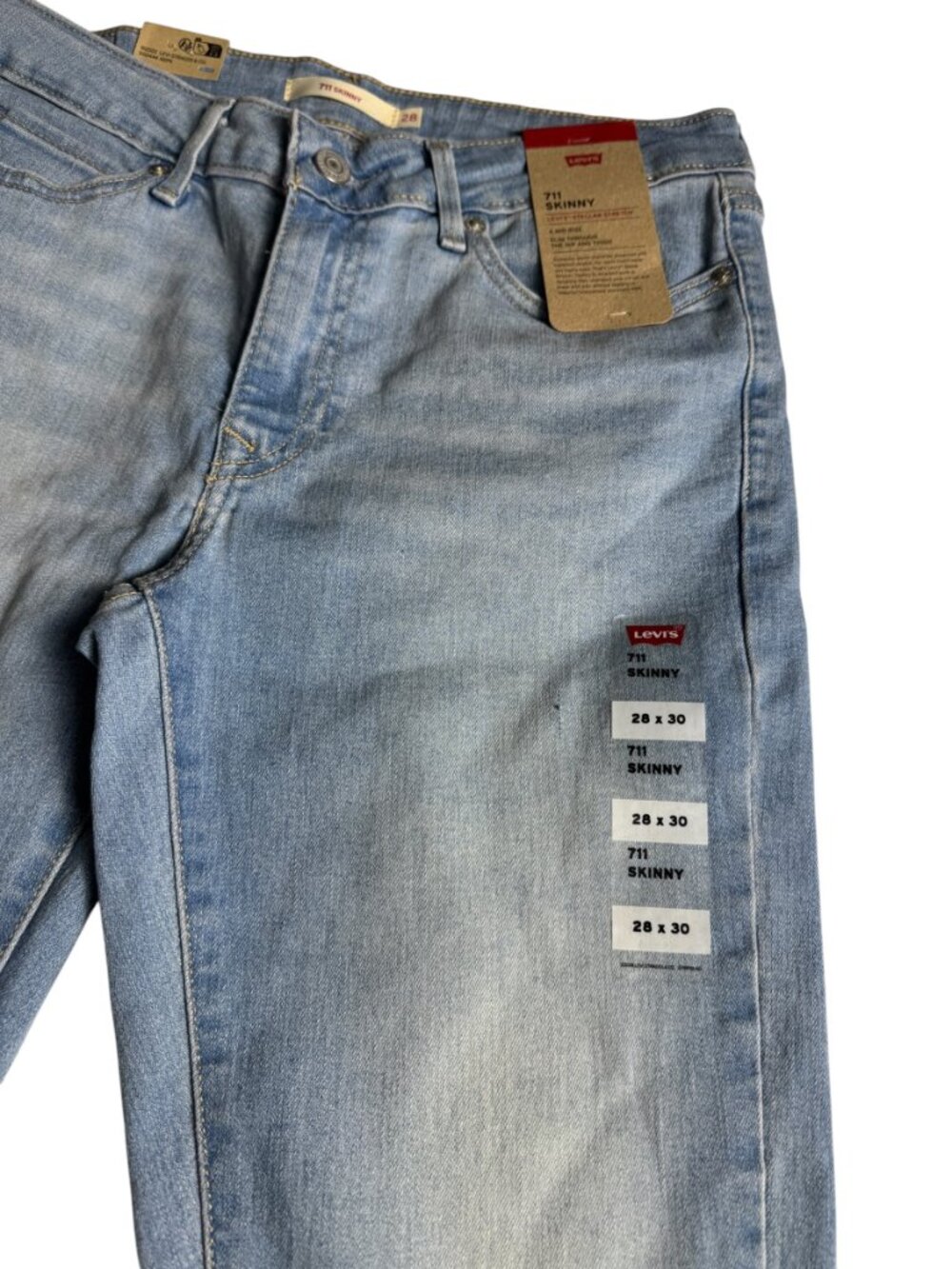 Levi's 711 Skinny Jeans Women's 28x30 Light Wash Mid Rise Stretch Denim NWT